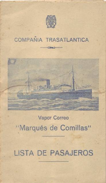 Os barcos da emigración: ListaDeEmbarque do Marqués de Comillas (1)