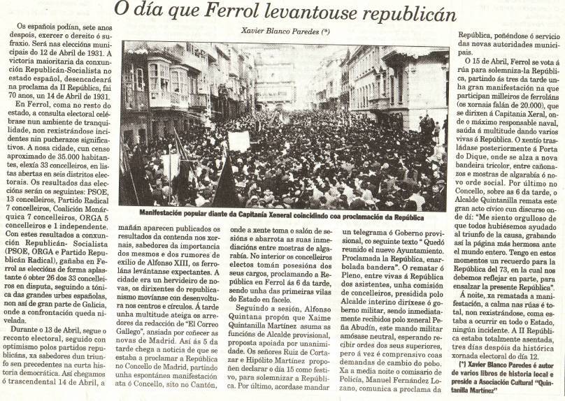 O día que Ferrol levantouse republicán