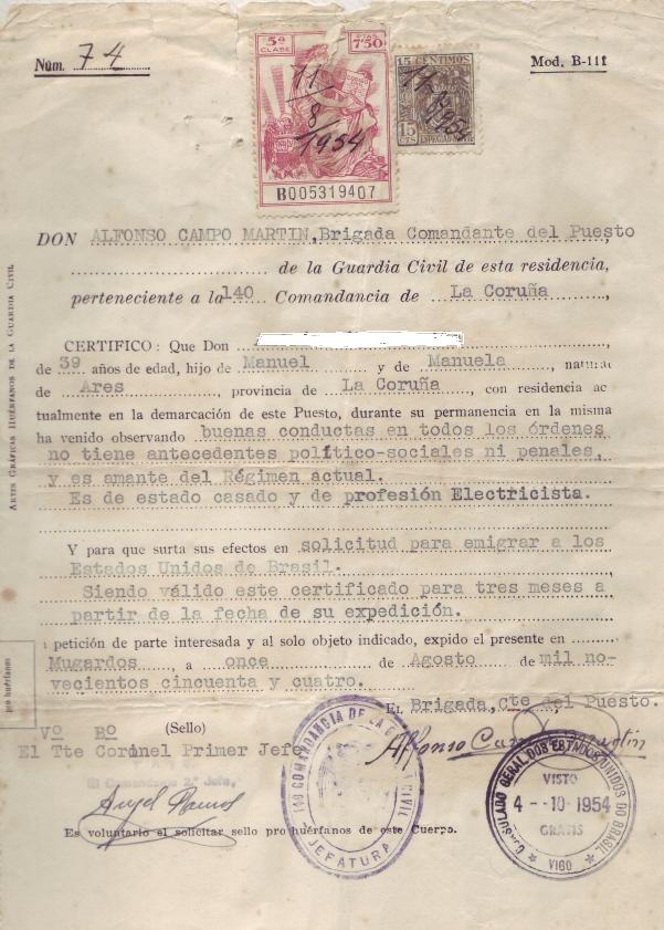 Certificado 1954