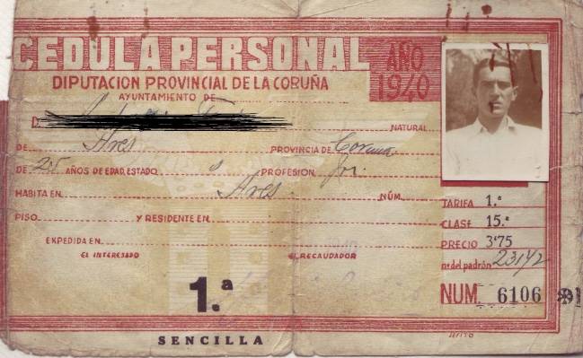 Cédula Personal, 1940 (Prehistoria do D.N.I.)