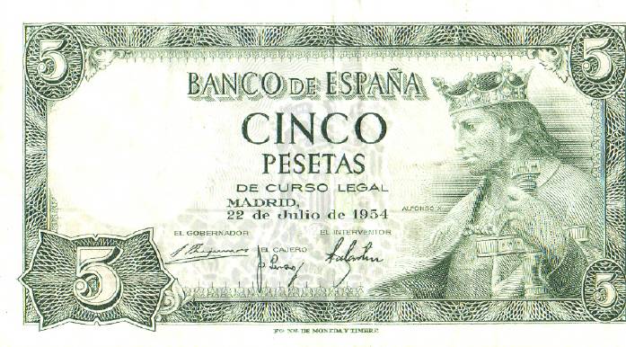 Cinco Pesetas, 1954