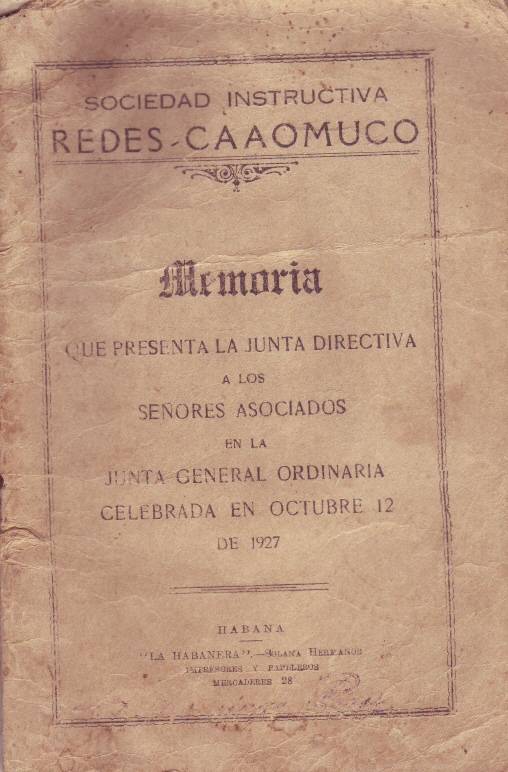 Memoria da Sociedad Instructiva Redes-Caamouco, 1927