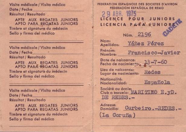 Márítimo de Redes. Licencia 1975