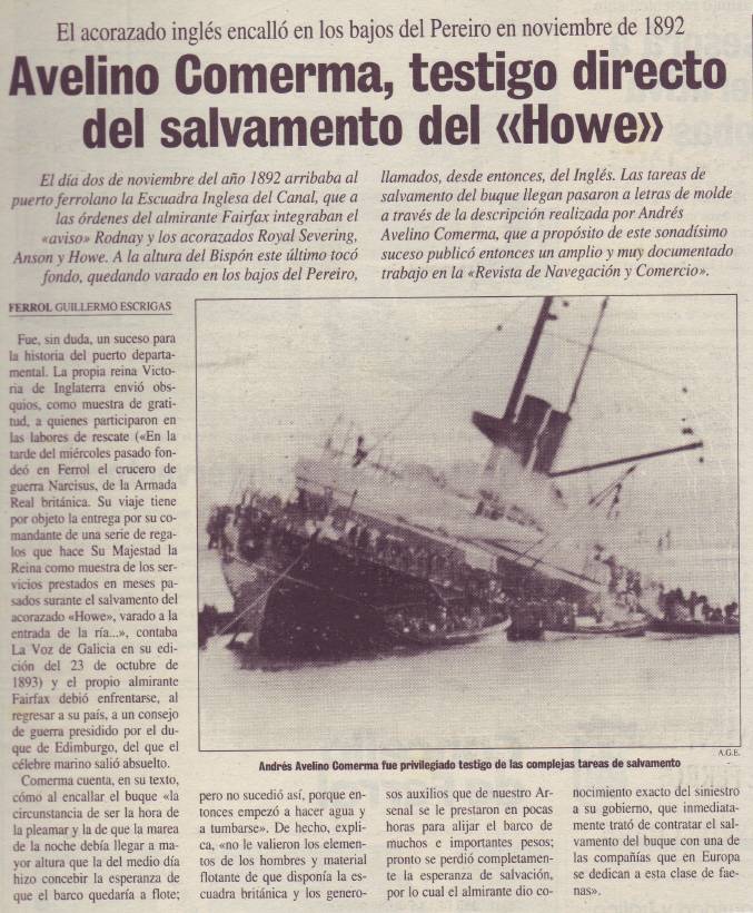Salvamento do acorazado inglés "Howe"