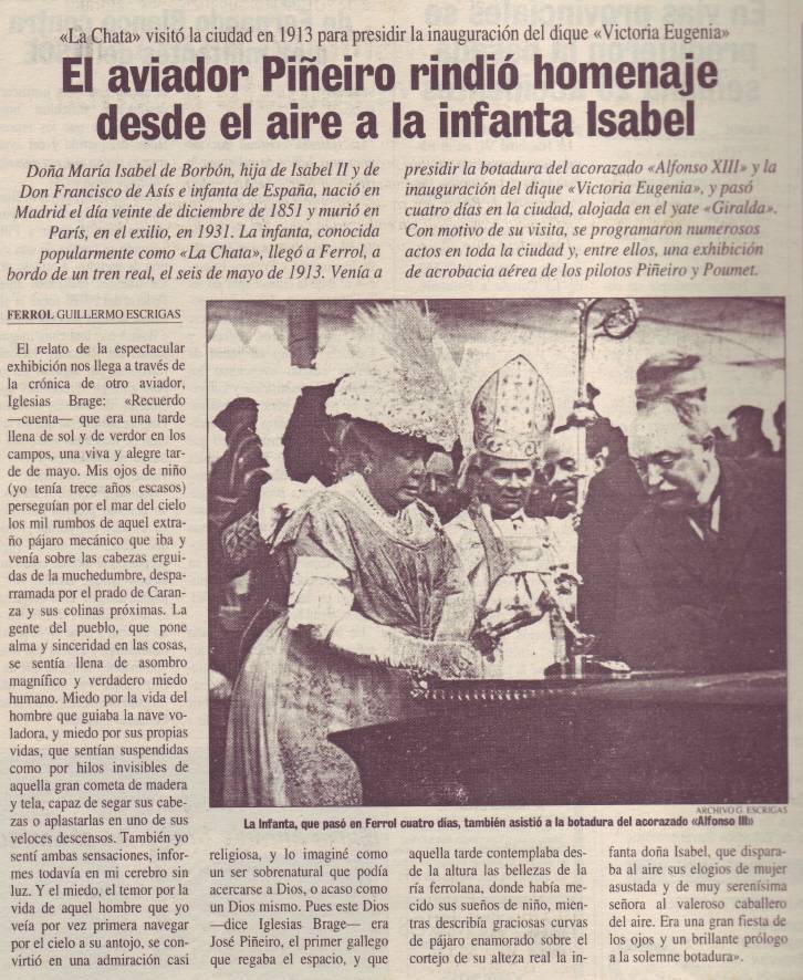 O aviador Piñeiro rinde homenaxe á infanta Isabel