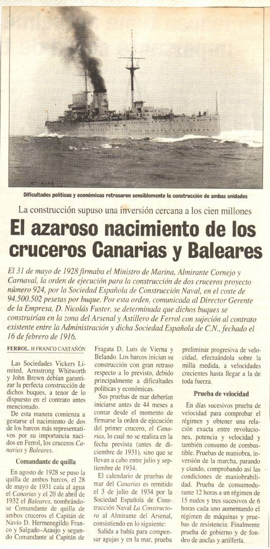 Construcción dos cruceiros Canarias e Baleares