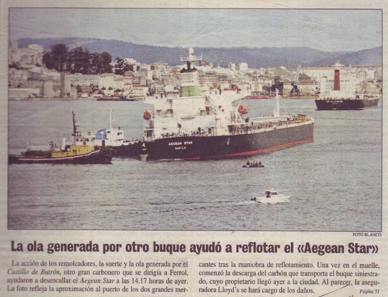 O "Aegean Star" reflotado