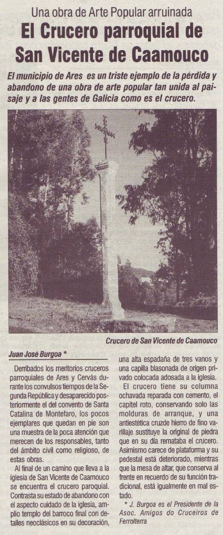 O Cruceiro de Caamouco, arruinado.