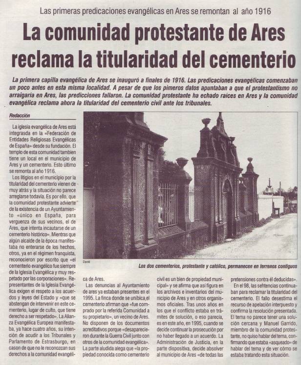 A polémica do cemiterio