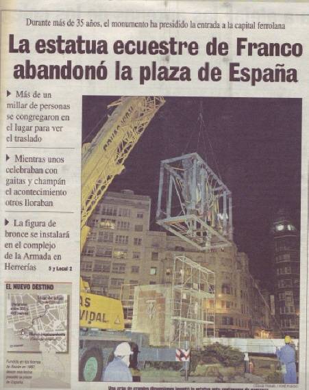 La estatua ecuestre de Franco abandonó la plaza de España
