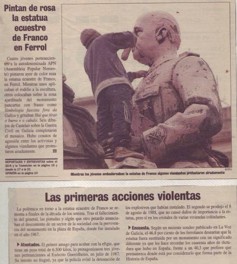 Pintan de rosa la estatua ecuestre de Franco